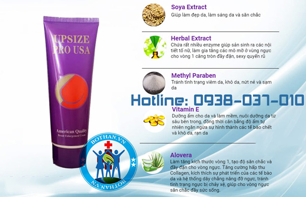 Thành phần kem nở ngực Upsize Pro USA