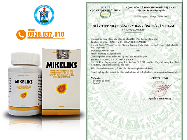 Giấy công bố sản phẩm Mikeliks