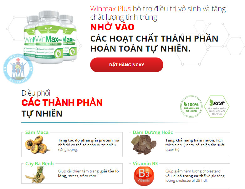 Viên uống WinMax-Plus giúp hỗ trợ chống xuất tinh sớm