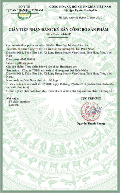 giấy chứng nhận headman